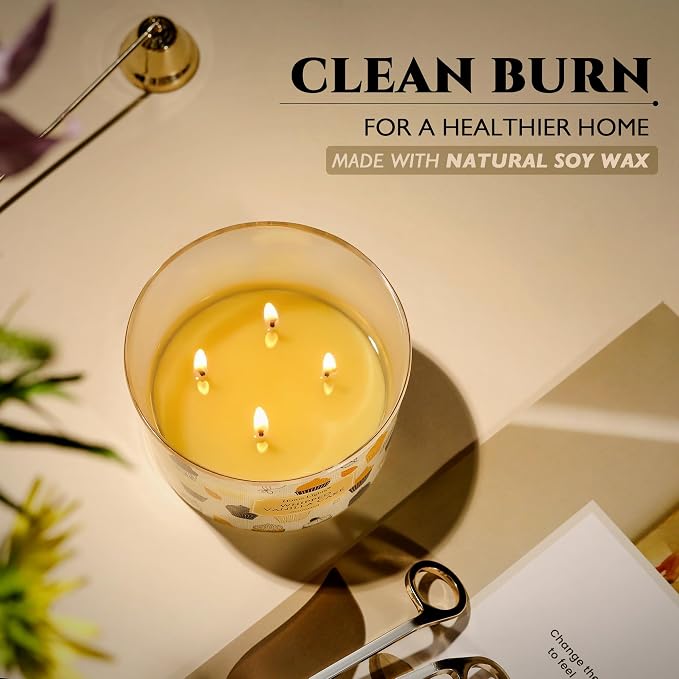 HomeLights Scented Candles for Women & Men, 18oz Candle Jars Aromatherapy 4-Wick Candle, Ideal for Rustic Modern Home Decor and Gifts, Whipped Vanilla Cake