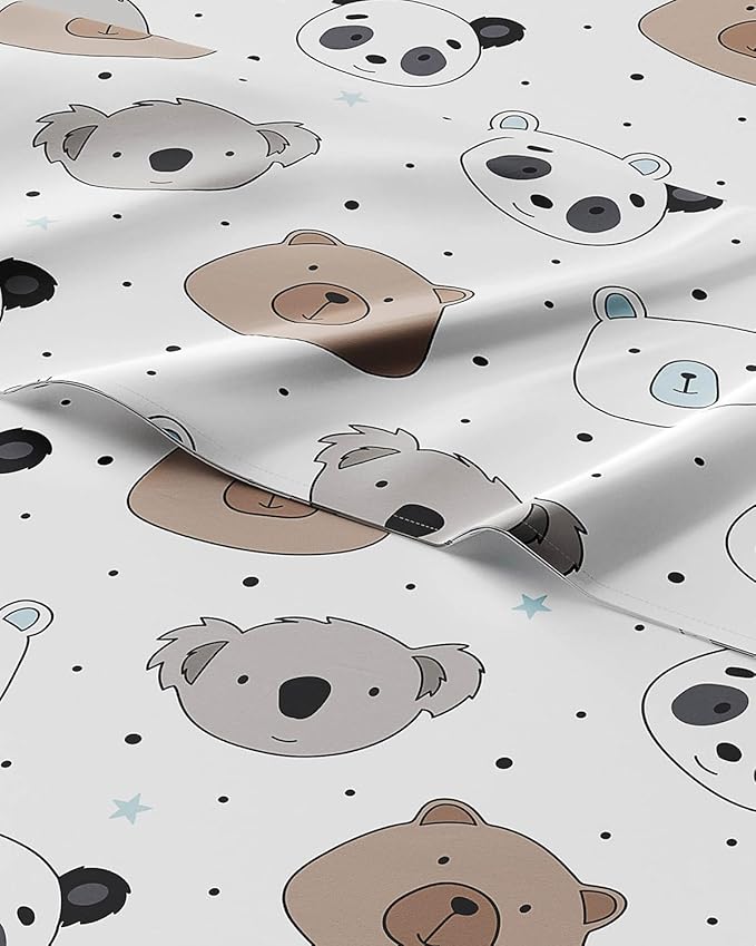 CGK Unlimited Kids Bears Queen 4 Piece Sheet Set - Boys, Girls, Teens, Toddler - Easy Fit Deep Pockets - Ultra Soft, Cooling & Breathable Sheets - Cute, Cozy, Fade and Wrinkle Free - Machine Washable