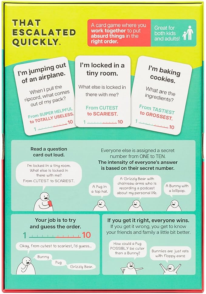 That Escalated Quickly by Exploding Kittens, 2-8 Players - Ages 10+ - 15 Minutes to Play - Hilarious Cooperative Card Game for Family Game Night, Party, Adult and Teen