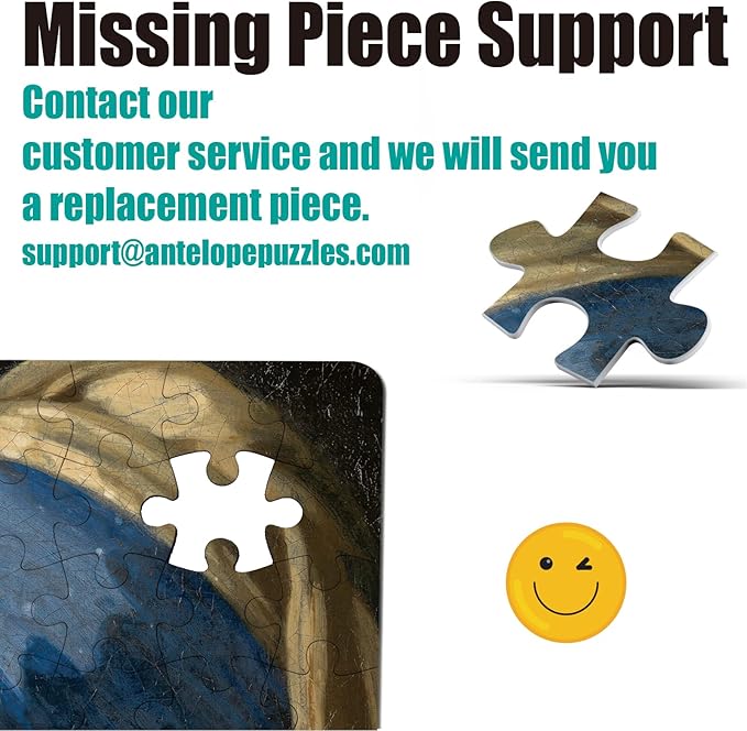 Antelope - 1000 Piece Puzzle for Adults, Girl with a Pearl Earring, by Johannes Vermeer, 1665 - Officially Licensed, Jigsaw Puzzles 1000 Pieces, High Resolution, Matte Finish, No Dust