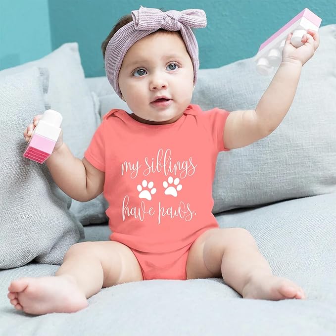 listery My Siblings Have Funny Paws Bodysuit Have Paws Baby Bodysuit Baby Paws Romper Dog Baby Bodysuit