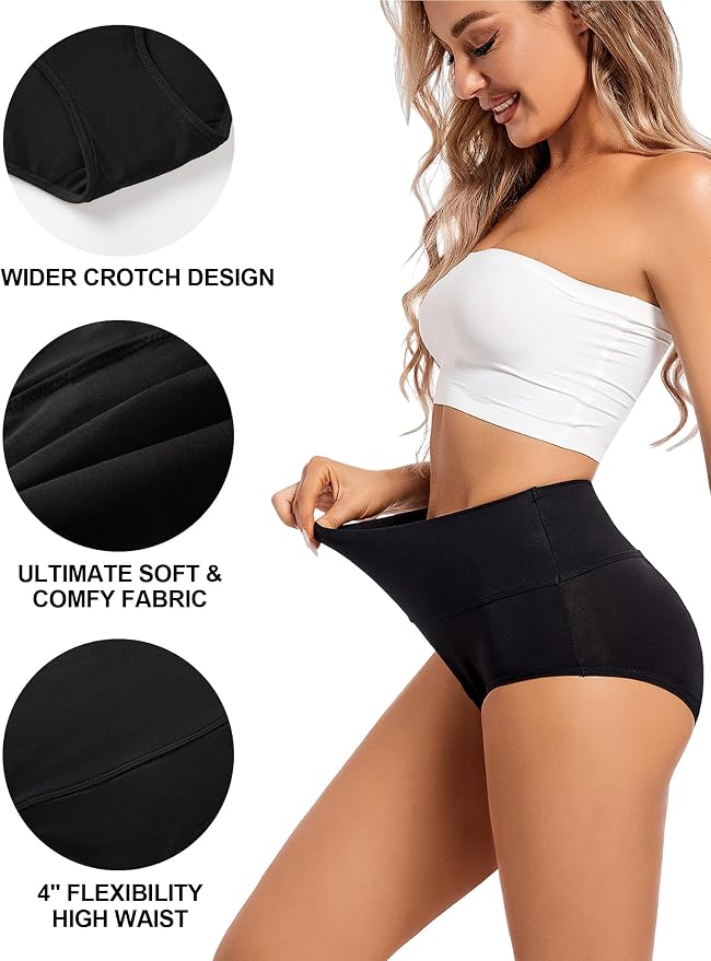 ECO PERIOD Heavy Flow Period Underwear for Women Leakproof Period Panties | Menstrual Underwear for Teen, All-Day Long - Overnight Protection, Women's Postpartum High Waist Brief, Absorb up to 50ML