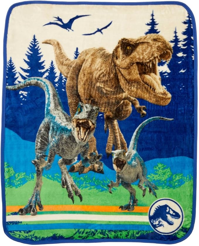 Jurassic World Dominion Rexy T-Rex Kids Bedding Super Soft Silk Touch Throw, 40 in x 50 in, (Official Licensed Product) by Franco