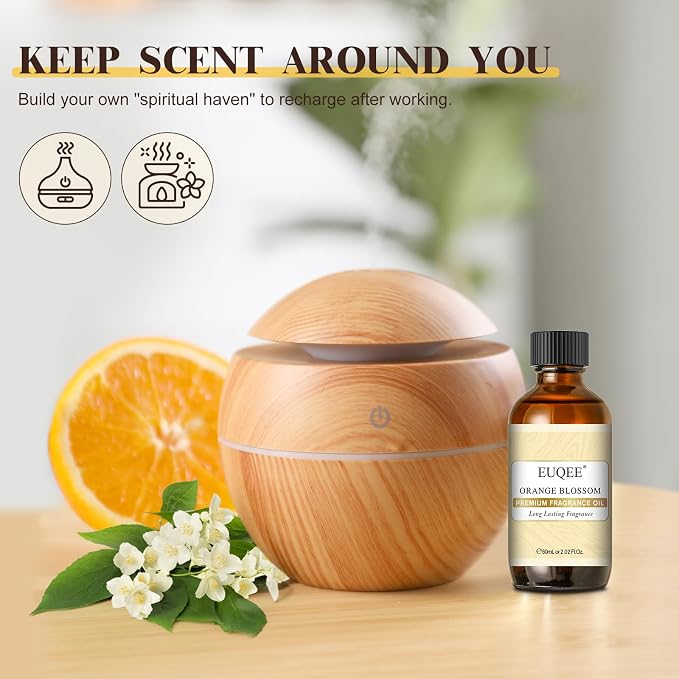EUQEE Orange Blossom Fragrance Oil with Glass Dropper 2.02 Fl oz/60ml | Essential Oil for Diffuser, Soap Candle Making, Aromatherapy