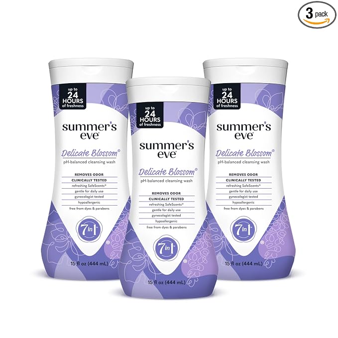 Summer's Eve Delicate Blossom Daily Refreshing All Over Feminine Body Wash, Removes Odor, Feminine Wash pH Balanced, 15 fl oz, 3 Pack