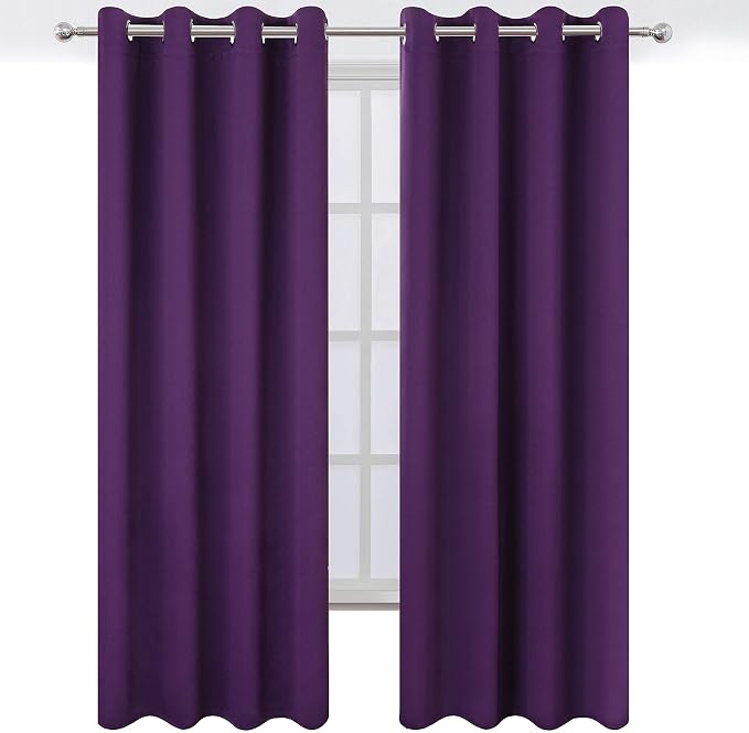 LEMOMO Purple Blackout Curtains 52 x 84 Inch Length/Set of 2 Curtain Panels/Thermal Insulated Room Darkening Curtains for Bedroom