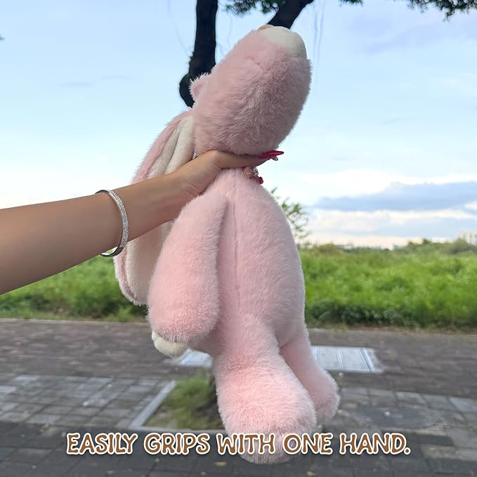 Pink Bunny Stuffed Animals, 17 inch Soft & Cute Rabbit Plush Toy with Lop Eared, Funny Bunny Plush, Ideal Easter Gift for Kids Girls Boys Friends Birthday Christmas