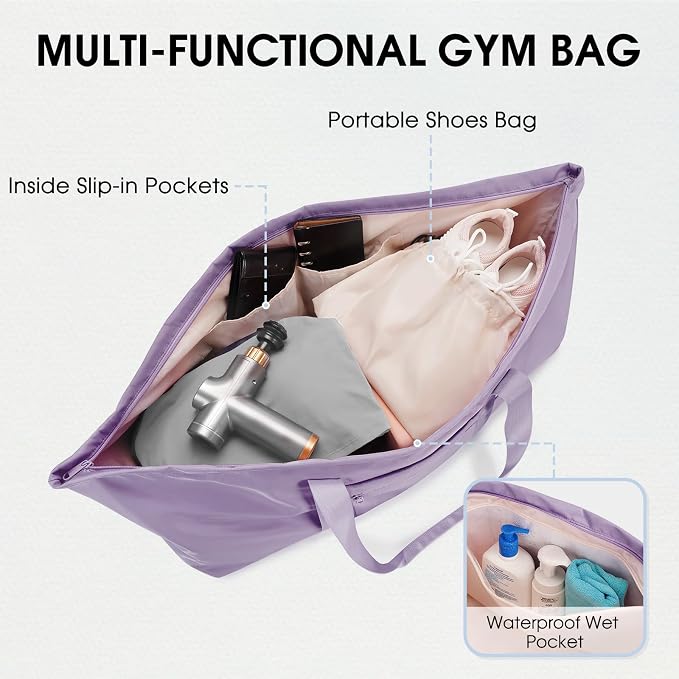 sportsnew Large Yoga Mat Bag with Shoes Compartment and Wet Pocket Ladies Pilates Gym Tote Bag with Yoga Mat Holder Strap for Women Men Workout Carrier Stuff Accessories