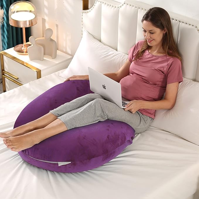 BATTOP Pregnancy Pillows for Sleeping,Maternity Body Pillow with Washable Cover,New Mom Gifts for Women,Support for Back,HIPS,Legs,Belly for Pregnant Women(Dark Purple)