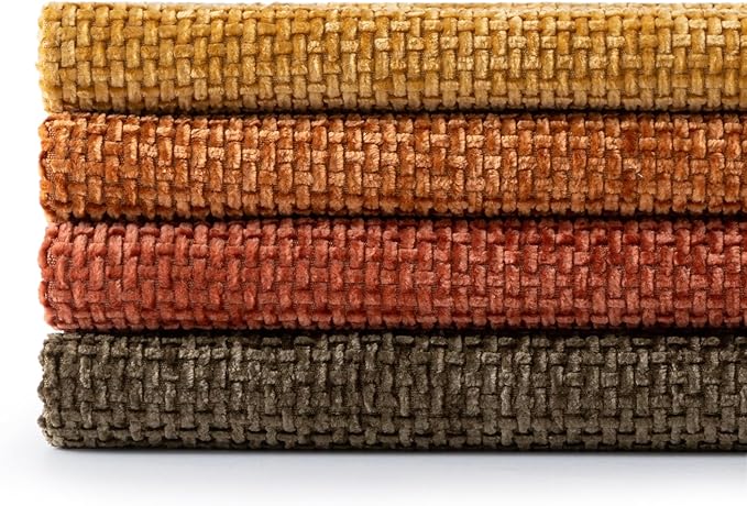 MIULEE Decorative Chenille Fall Pillow Covers Orange Brown 18x18 Pack of 4 | Rustic Decor, Autumn Harvest Orange Collection, Couch Throw Pillows, Farmhouse Boho Cushion Covers for Sofa Bed Living Room