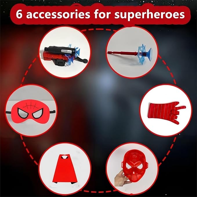 Ronolezety spider toys for boys 4-6，superhero capes for kids and LED Mask - web shooters,Superhero Toy Shooter - Compatible with Superhero Toys