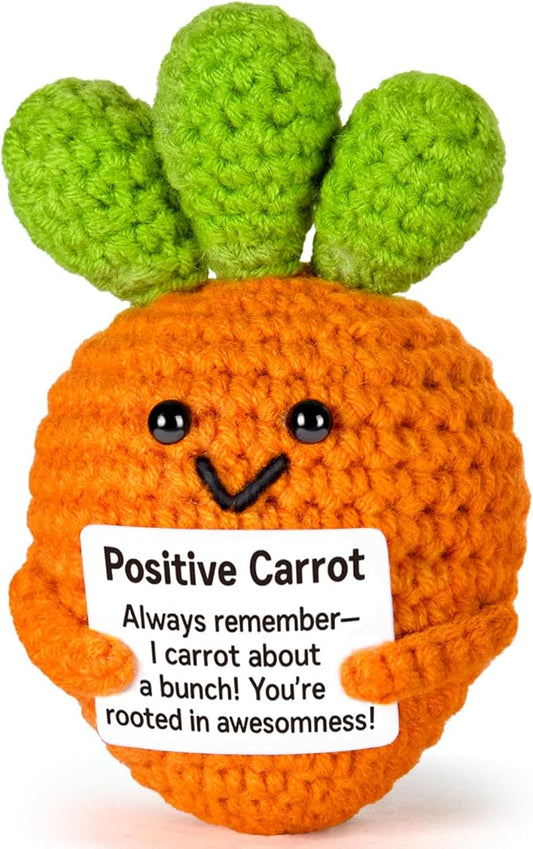Emotional Support Crochet, Positive Crochet Carrot, Encouragement Gifts for Women Men Birthday Christmas Self Care Friends Coworkers Relaxation Gift Desk Home Fall Decor Inspirational Support