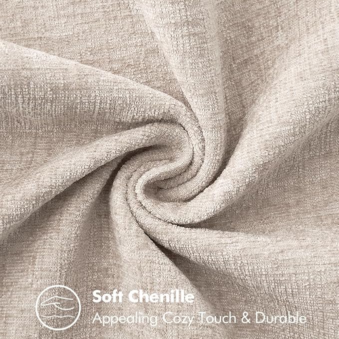 MIULEE Decorative Couch Throw Pillow Covers 18x18 Inch Taupe 2 Pack | Farmhouse Pillow Covers with Stitched Edge, Soft Chenille Cushion Cases, for Sofa Bed Living Room Home Decor