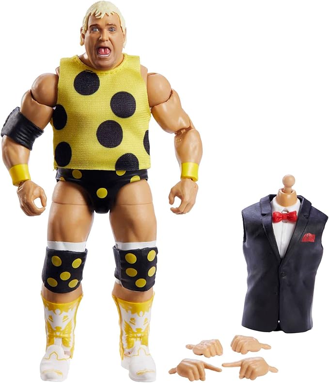 Mattel WWE Dusty Rhodes WrestleMania Elite Collection Action Figure with Accessory & "Mean" Gene Okerlund Build-A-Figure Parts, 6-inch