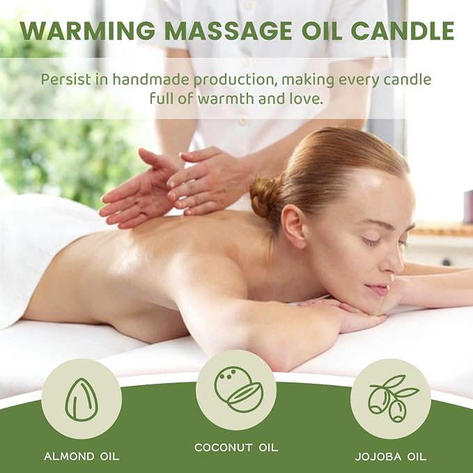 Warming Massage Oil Candle, Scented Body Oil Candle for Spa & Home Use, Romantic Gift, 2.02 oz (Gardenia)