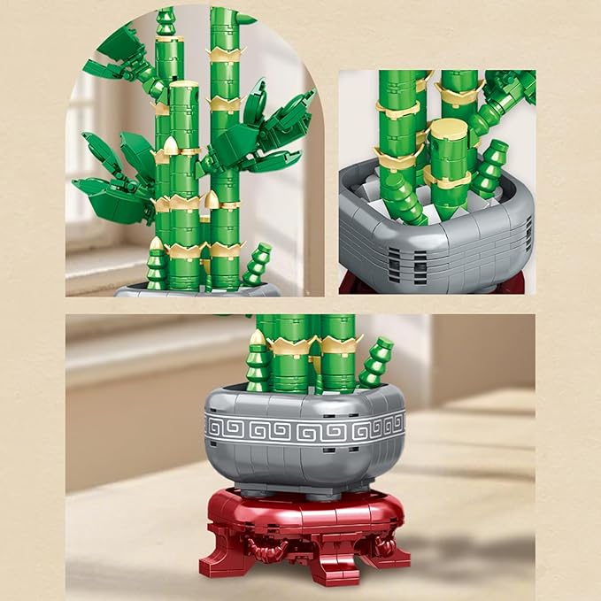 Botanicals Bamboo Building Set, Simulated Green Artificial Plant Decoration Mini Brick, Home and Office Ornament, 531pcs Gift for Adults Ages 6+