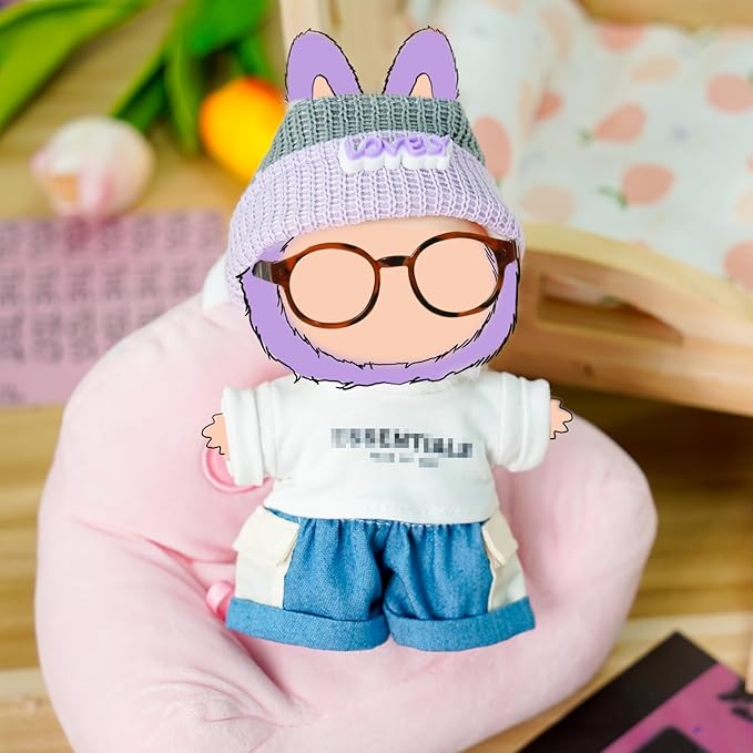 4 Piece 17cm Cool Doll Clothes and Accessories Set Stylish Hat Top Pants Outfit Edgy Doll Fashion Sets