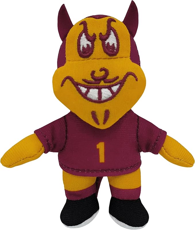 Bobbi-Dobbiez Attachable Plushie Arizona State University Sparky Mascot – Attaches to Backpacks, Bags, Shoes, Water Bottles, and More
