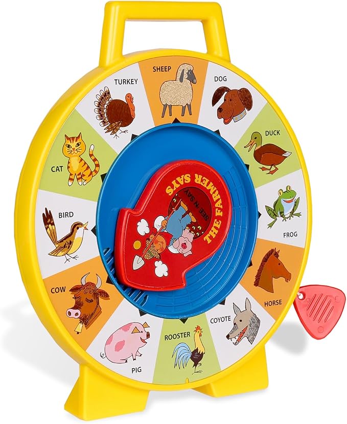 Fisher Price Classics - Farmer Says See 'n Say - Vintage Learning Toy, Sounds and Animals, Interactive Retro Game for Kids, Girls, Boys, Baby, Preschoolers, Toddlers, Unisex Ages 18 Months +