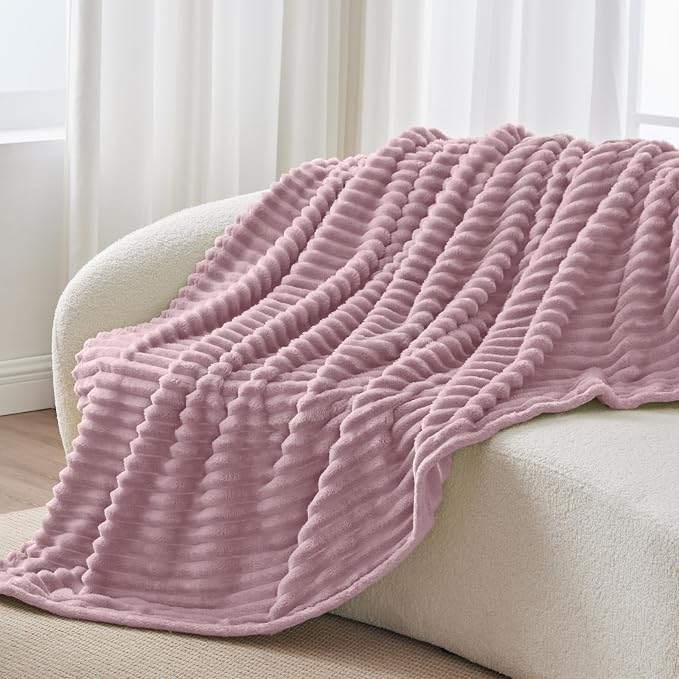 BEDELITE Ribbed Twin Blanket for Couch & Bed, Berry Purple, 60"x80" | Ultra-Soft Plush Fleece, Cozy, Warm Yet Lightweight, Ribbed Texture, Home Decor, Machine Washable, Giftable, All-Season Use
