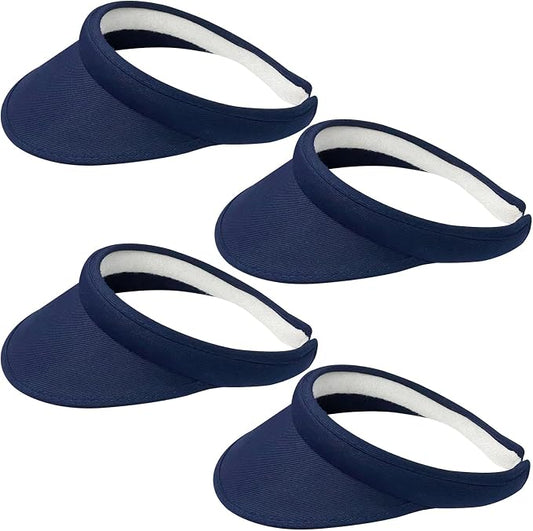4 Pack Sun Visor Hats Women Men Clip on Cotton Wide Brim Visors Hat Outdoor Sports Golf Beach Travel Tennis Caps