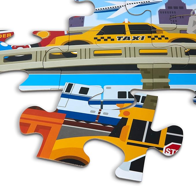 Melissa & Doug Traffic Jam Jumbo Floor Puzzle (24 Pieces, 2 x 3 Feet), Vehicle-Themed Jigsaw Puzzle for Preschoolers and Kids Ages 3+ - FSC Certified
