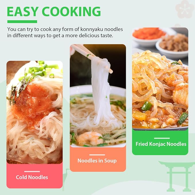 Soeos Organic Konjac Noodles, Shirataki Noodle, 9.5 oz*6 Packs, 3 Variety Noodles, Fettuccine, Angel Hair, Spaghetti, Low Calorie, Low Carb, Keto and Paleo Friendly, Total 57 Ounce
