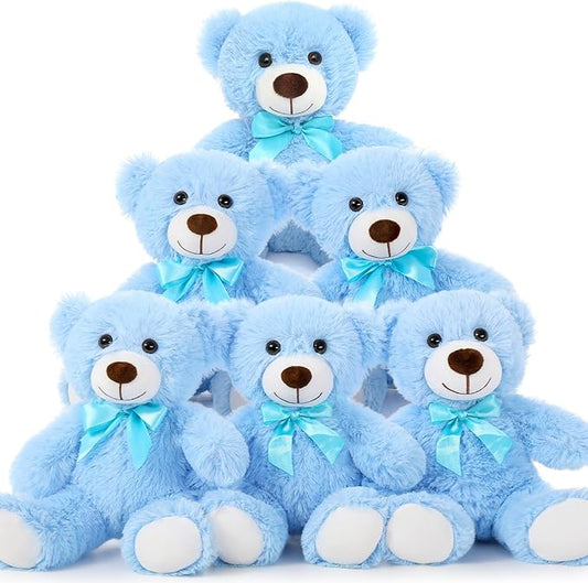 MorisMos Teddy Bear Stuffed Animal Bulk Packs for Baby Shower, Valentine's Day, Blue