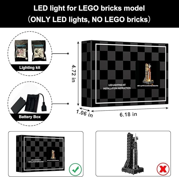 Vaodest LED Light for Lego 10341 NASA Artemis Space Launch System Building Blocks Model,Design and Configuration Compatible with Model 10341(Led Light Only, Not Building Block Kit)