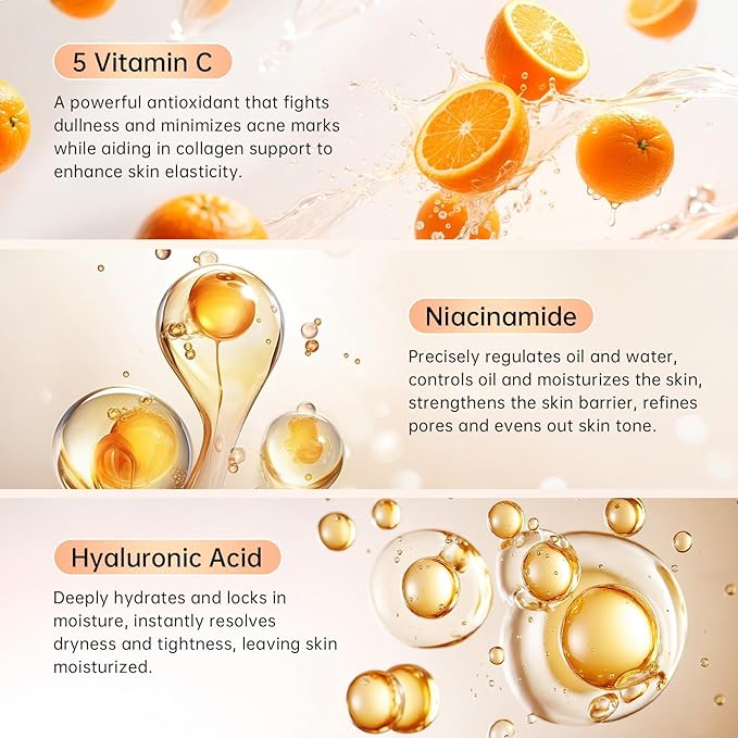 Vitamin C Toner for Face 2PCS - 5X Vitamin C Toner with Niacinamide & Hyaluronic Acid Deep Hydration & Improves Skin Tone - Korean Skin Care for All Skin Types