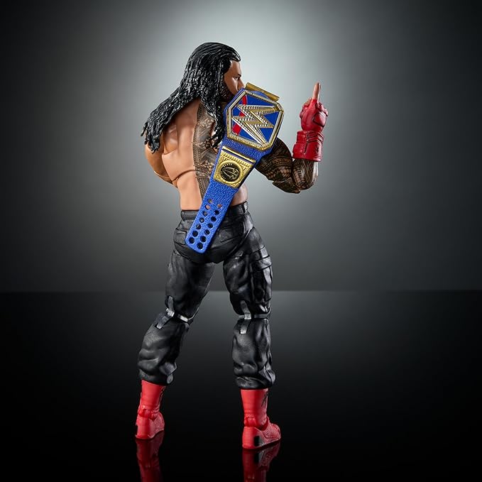 Mattel WWE Ultimate Edition Action Figure & Accessories Set, Roman Reigns 6-inch Collectible with 30 Articulation Points, Swappable Pieces & Entrance Gear