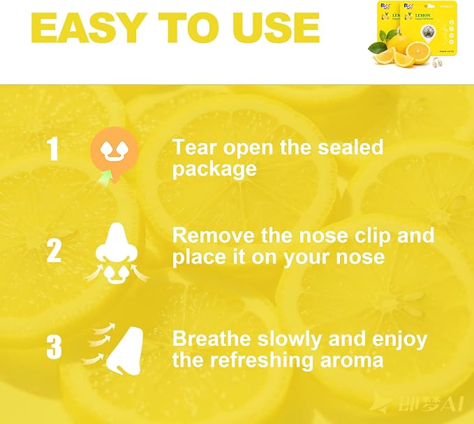 Lemon Aroma Clip for Nose Offers a Light and Bright Citrus Scent Experience, Designed for Daily Use During Morning Routines, Work, Commuting, or Other Everyday Activities (2 Pack)