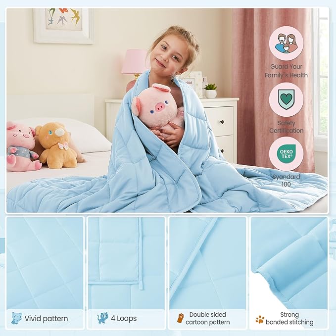 Weighted Blanket - 5 lbs Lightblue Heavy Blanket - Small Size Breathable Lap Blanket(36"x48", 5 lbs)