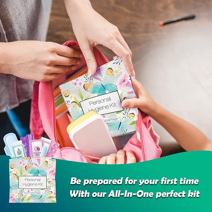 Butterfly Style Menstrual Kit All-in-One 100 Pack | Convenience on The Go | Period Kit Pack for Travelling, Tweens & Teenagers or just When You’re Out | Individually Wrapped Feminine Hygiene Product