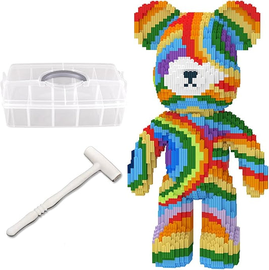 Bear Building Blocks with Organizer Bins (4500PCS), Fluorescent Bricks & Stroage Drawer, Gift for Adults & Kids, Ideal for Home & Office Decor, QR Code User Manual, 8884