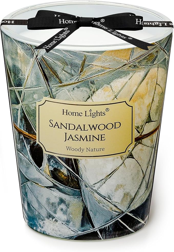 HomeLights Soy Wax Candles for Home Scented, 1-Wick Candles in Sandalwood Jasmine Scented, Industrial Chic Aromatherapy Candles Gift for Parties, Relaxing, 6.7oz