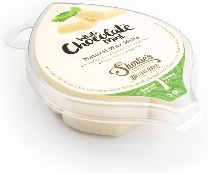 Shortie's Candle Company White Chocolate Mint Natural Soy Wax Melts - 1 Highly Scented 3 Oz. Bar - Made with 100% Soy and Essential Fragrance Oils - Phthalate & Paraffin Free, Vegan, Non-Toxic