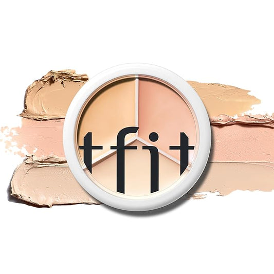 Multi-Use Pot Concealer - Triple Palette | High-Pigmented, Full Coverage & Crease-Proof | Korean Concealer for Dark Circles, Redness & Blemishes (03 Cool, 0.52 Oz)