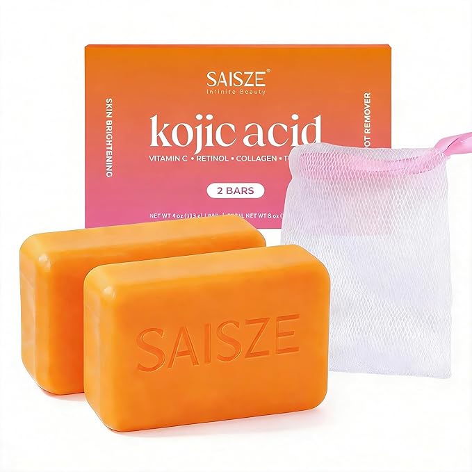 Turmeric Soap, Kojic Acid Soap Bar, 4oz x 2 BARS, Kojic Acid and Turmeric Soap Dark Spots Remover for Face and Body, Brightening, Hyperpigmentation