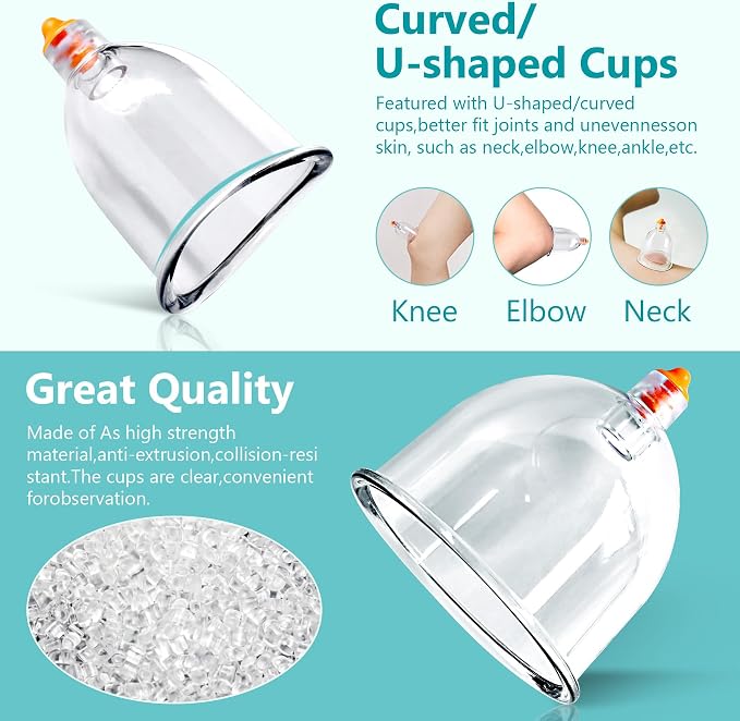 Cupping Therapy Set, 18 Pcs Cupping Set, Professional Cupping Kit for Massage Therapy, Portable Upgrade Cupping with Case, Pump Suction Cups for Cellulite Muscle Pain Relief Physical Therapy.