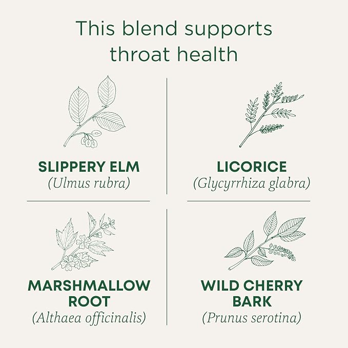 Traditional Medicinals Organic, Throat Coat Tea, Original with Slippery Elm - Supports Throat Health - Kosher, Non-GMO, Caffeine-Free, Compostable - 16 Tea Bags