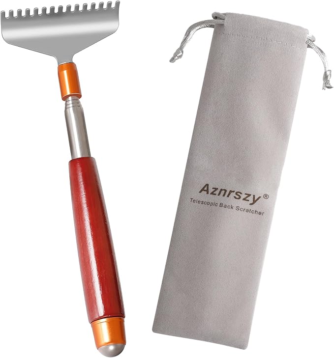 Large Back Scratcher, Body Scratcher for Adults Extendable Long 24Inch, Thick Wooden Handle Steel Massage Roller, Extra Wider Rake Claw, Sturdy Backscratchers Hand Massager Tool