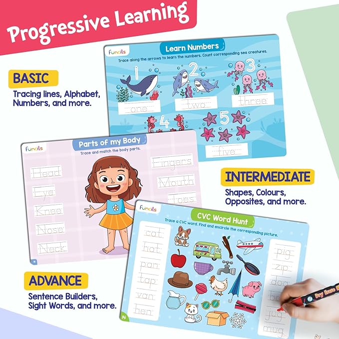 Learn to Write for Kids - Educational Toys & Games, Preschool & Kindergarten Learning Activities, Writing Practice Book, Birthday Gifts for Girls and Boys for Ages 3, 4, 5, 6 Year Old