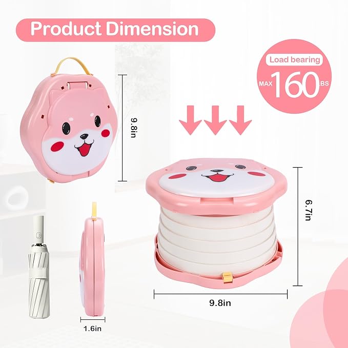 SunnySmile Portable Potty for Kids, Portable Toddler Toilet Cute Puppy Design with 45 Disposable Bags, Foldable Toddler Travel Potty for Camping, Road Trips, Car Toilet for Kids