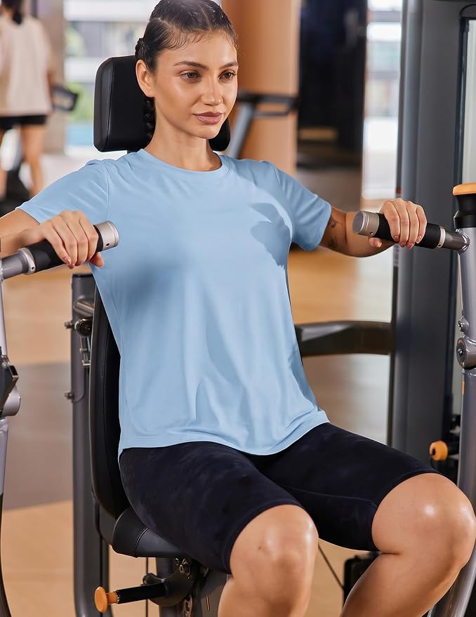 PINSPARK Soft Workout Tops for Women UPF 50+ Sun Protection Shirt Quick Dry Athletic Running Hiking Travel Basic Tee Shirts