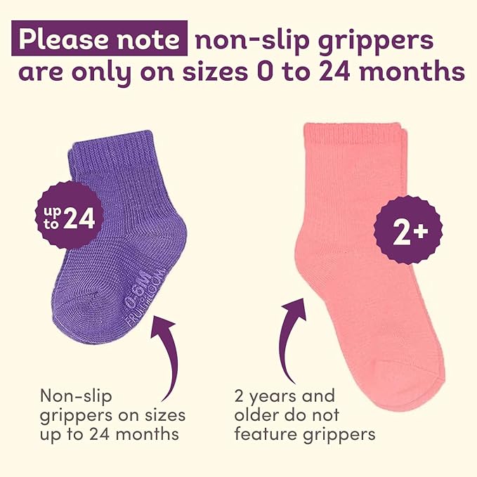 Fruit of the Loom Baby & Toddler Grow & Fit Flex Zones Cotton Stretch Socks - Unisex, Girls, Boys