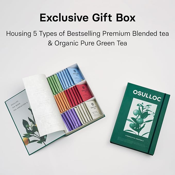 OSULLOC TEA VARIATION "O" (36 Count, 6 Types x 6 ea), Elegant & Sophisticated designed Gift Set, 6 Premium Organic Pure & Blended Tea from Jeju Island