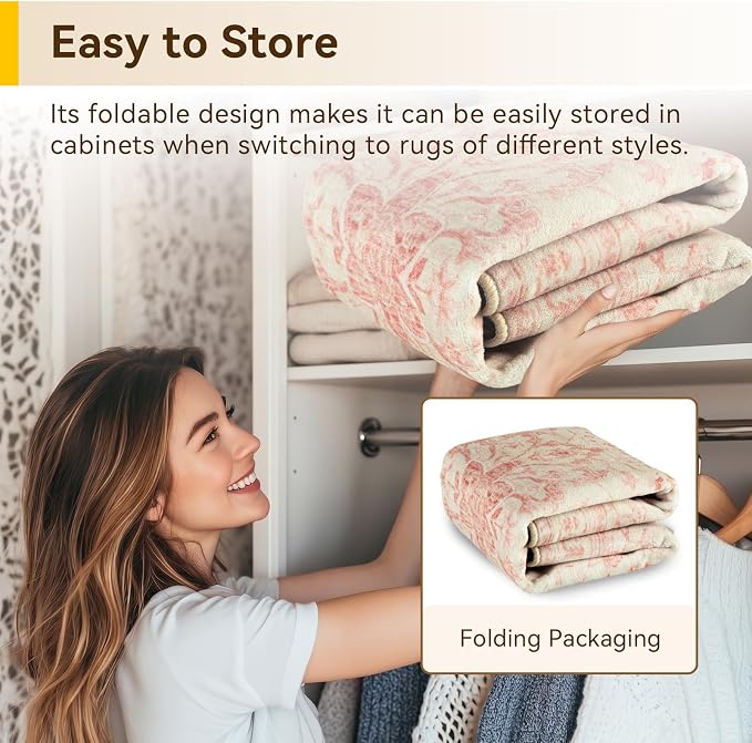 RELEANY Area Rugs Runner 2'x8' Washable Non-Slip, Floral Vintage Distress Medallion Carpet for Kitchen Hallway Bedroom Beside Laundry Room Bathroom, Pink Light Vintage Pink