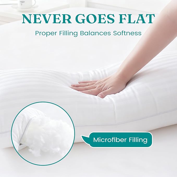 Oubonun 14 x 22 Throw Pillow Inserts Set of 2 | Firm and Fluffy Decorative Pillows for Couch Bed Sofa with Soft Cotton Cover White Cushion with Down Alternative