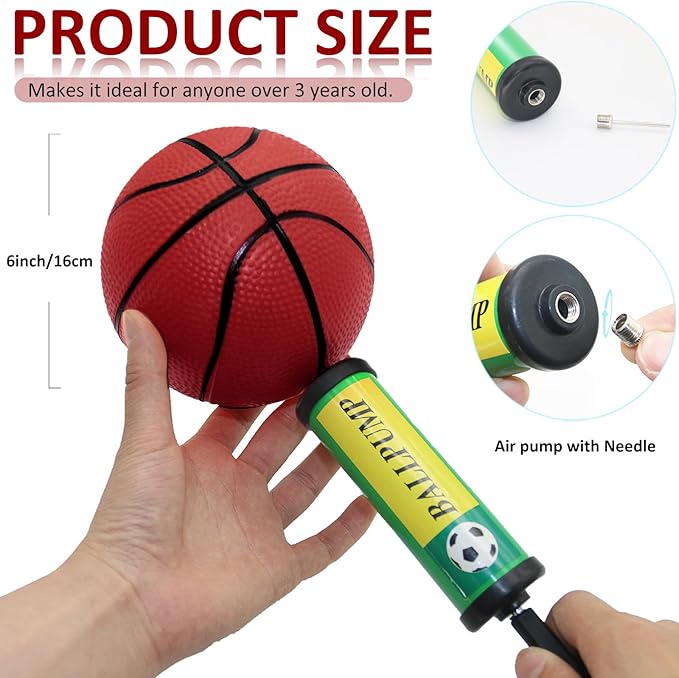 Oleitodh 40Pcs 6" Inflatable Mini Basketball Balls Bulk Inflatable Small Basketball Set, PVC Small Basketballs for Over The Door Hoop Games Party Favors Indoor Outdoor Play Adults Kids Pool Beach